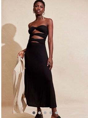 Free People Black Strapless Ruched Maxi Dress